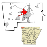 Benton County Arkansas Incorporated and Unincorporated areas Bentonville Highlighted